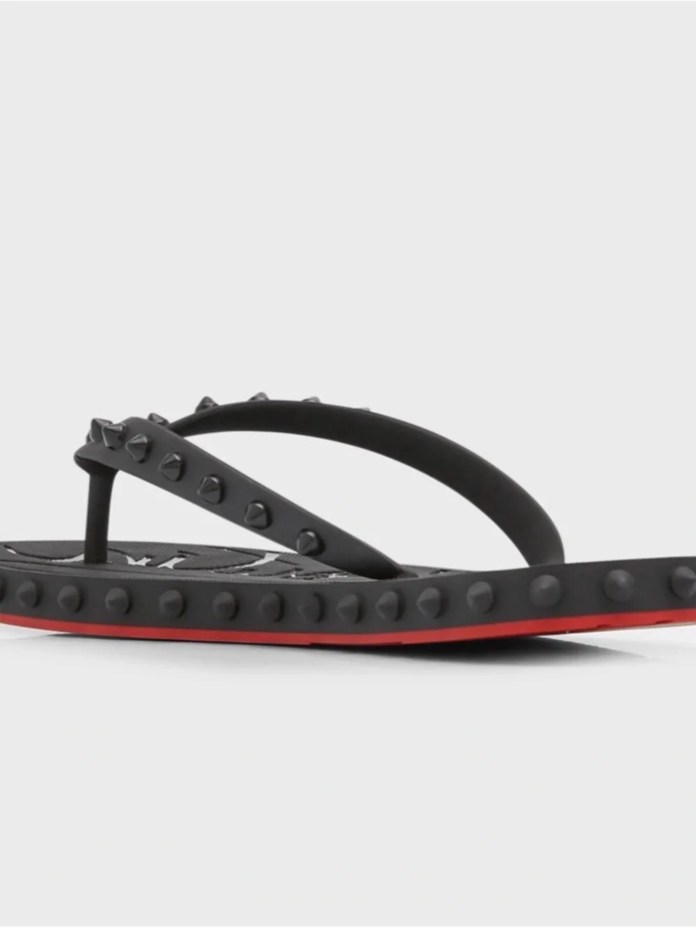 Christian Louboutin Black Studded Rubber Flip Flops